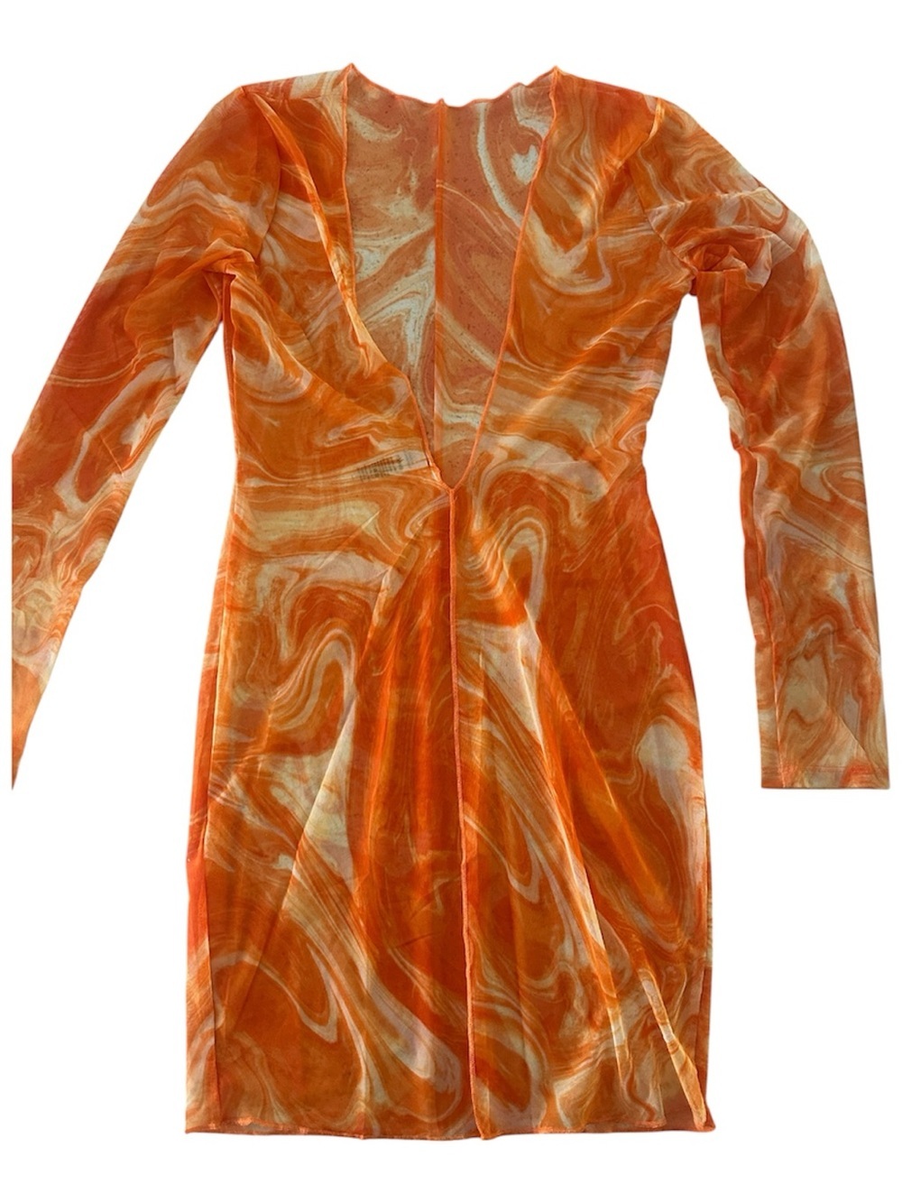 naked wardrobe Orange Swirl Mesh Swim Cover-Up